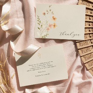 Boho Floral Wedding Thank You Card