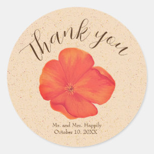 Boho Floral  Wedding Thank You Classic Round Sticker