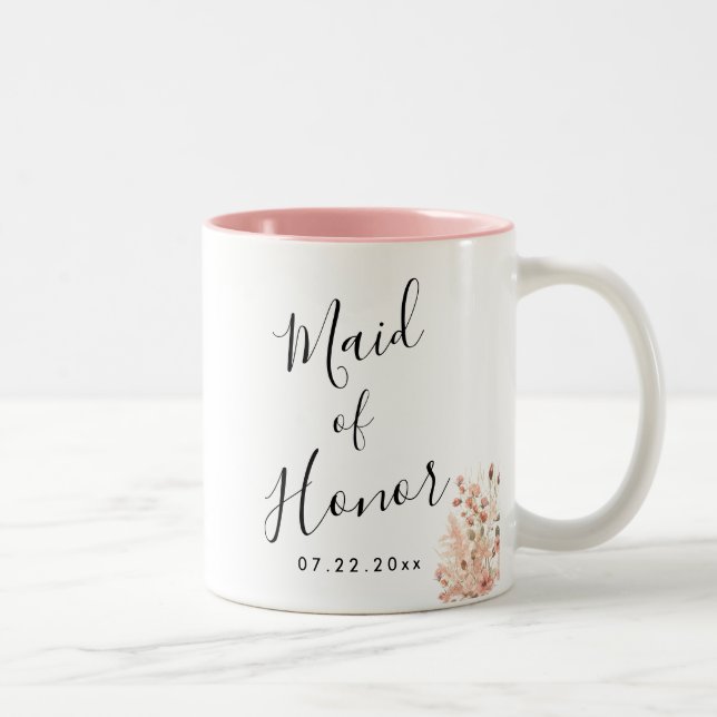 Boho Floral Wedding Two-Tone Coffee Mug (Right)