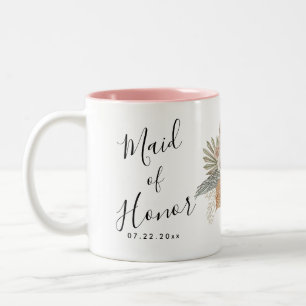 Boho Floral Wedding Two-Tone Coffee Mug