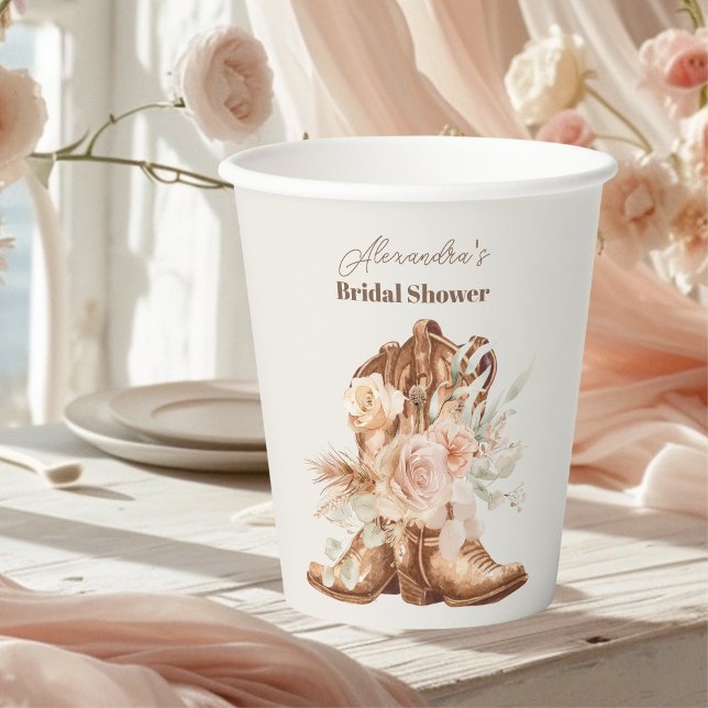 Boho Floral Western Bridal Shower Paper Cups (Creator Uploaded)