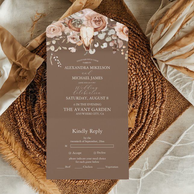 Boho Floral Western Wedding All In One Invitation (Creator Uploaded)