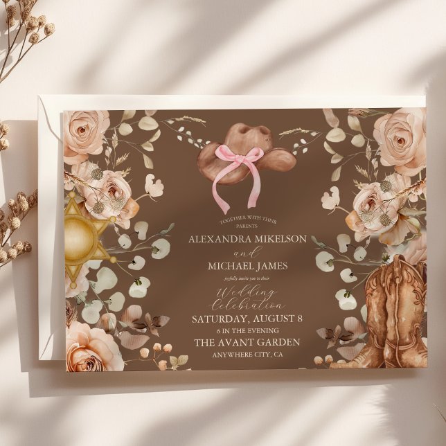 Boho Floral Western Wedding Invitation (Creator Uploaded)
