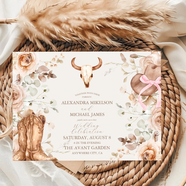 Boho Floral Western Wedding Invitation (Creator Uploaded)