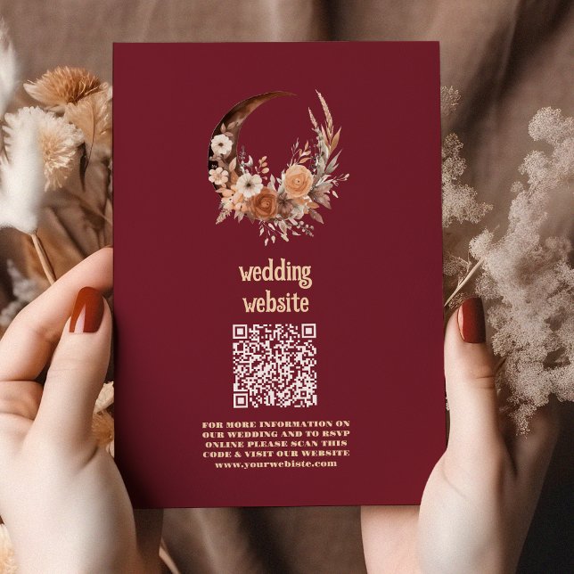 Boho Floral Western Wedding QR CODE Enclosure Card (Creator Uploaded)