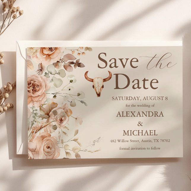 Boho Floral Western Wedding Save The Date (Creator Uploaded)