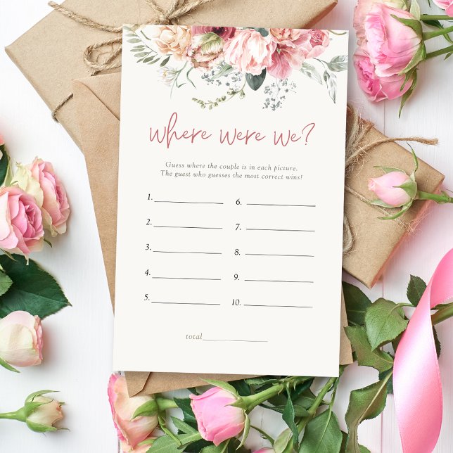 Boho Floral Where Were We Bridal Shower Game (Creator Uploaded)