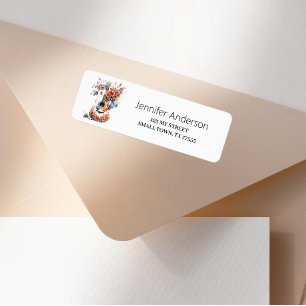 Boho Floral White Guitar Address Return Address Label