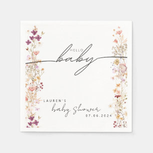 Boho floral wildflower baby shower table decor napkin