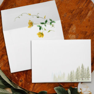 Boho Floral Wildflower Mountain Forest Wedding Envelope