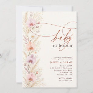 Boho Floral Wildflower Orchid Bloom Baby Shower Invitation