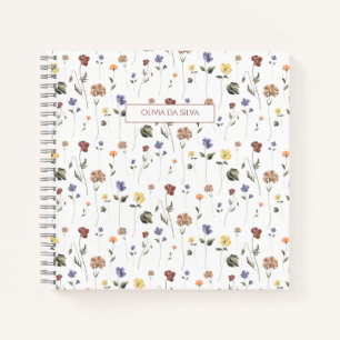 Boho Floral Wildflower   Personalised Notebook