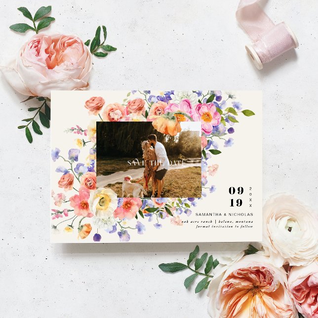 Boho Floral | Wildflower Photo Save the Date (Creator Uploaded)