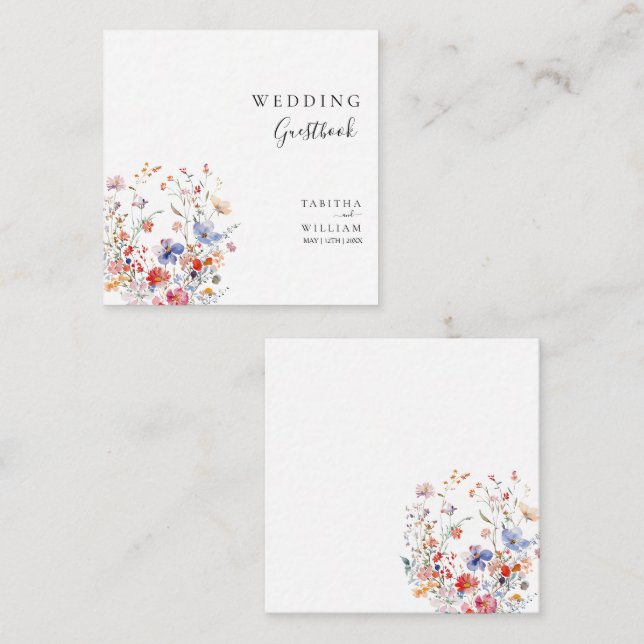 Boho Floral wildflower wedding Enclosure Card (Front/Back)