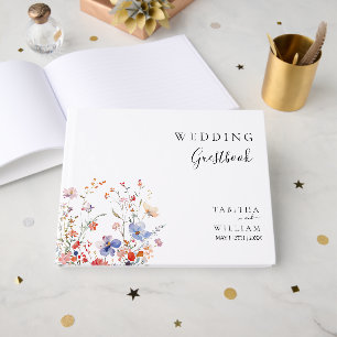 Boho Floral wildflower wedding Guest Book
