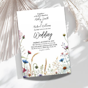 Boho Floral Wildflower Wedding Invitation