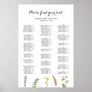 Boho Floral Wildflower Wedding Seating Chart