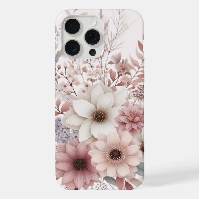 Boho floral with a blush of pink iPhone case (Back)