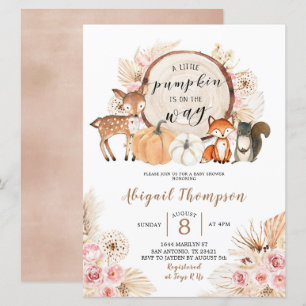 Boho Floral Woodland Pumpkin Baby Shower Invitation