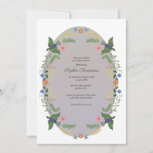 Boho Floral Wreath Baby Shower Invitation