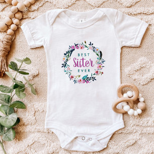 Boho Floral Wreath Best Sister Ever Baby Bodysuit