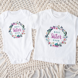 Boho Floral Wreath Best Sister Ever Toddler T-Shirt