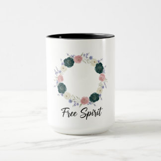 Boho Floral Wreath "Free Spirit" Mug