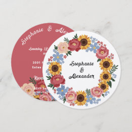 Boho Floral Wreath Wedding Invitation