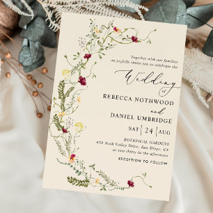 Boho Floral Wreath Wedding  Invitation