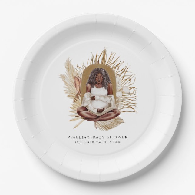 Boho Florals Baby Shower Paper Plate (Front)