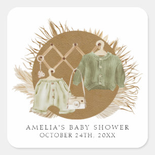 Boho Florals Baby Shower Square Sticker