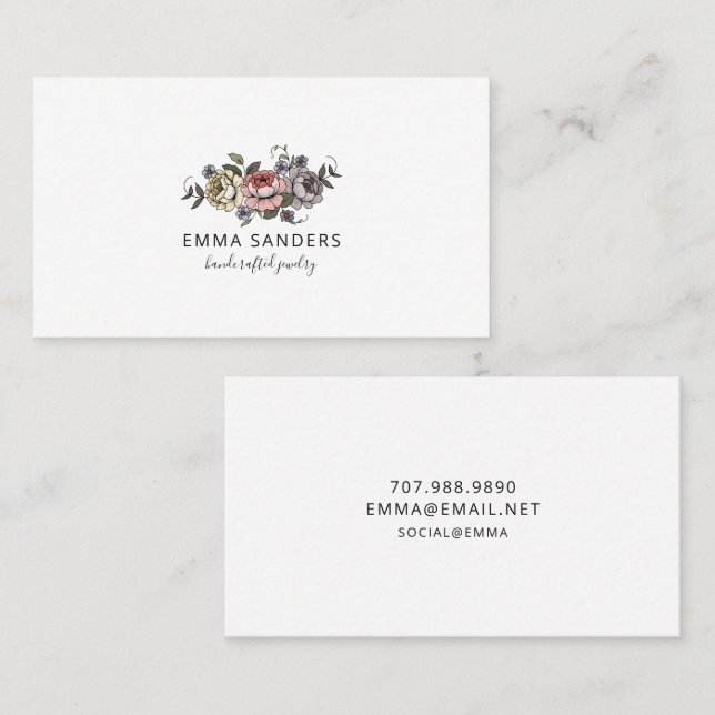 Boho Florals Earring Jewellery Display Cards (Front/Back)