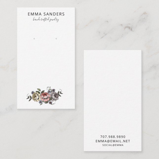 Boho Florals Earring Jewellery Display Cards (Front/Back)
