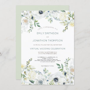 Boho Florals Eucalyptus Leaves Virtual Wedding Invitation