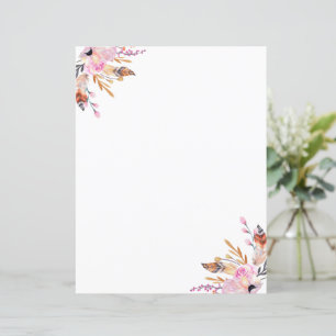 Boho florals feather white pink page