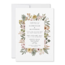 Boho Florals Neutral Wedding Invitation