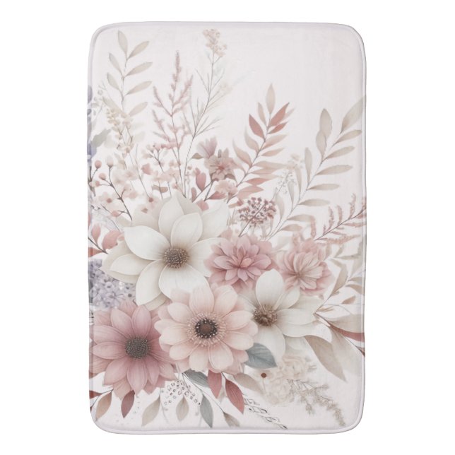 Boho Florals with a Blush of Pink Bath Mat (Front Vertical)