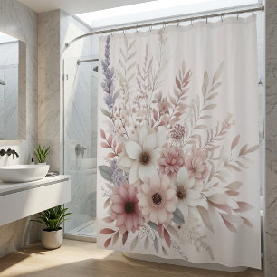 Boho Florals with a Blush of Pink Shower Curtain