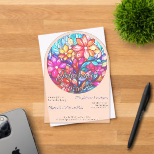 Boho flourished stained glass imitation birthday acrylic invitations