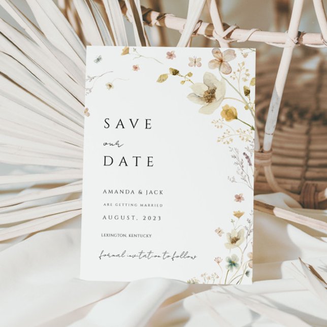 boho flower and gold minimalist save the date   invitation (Creator Uploaded)