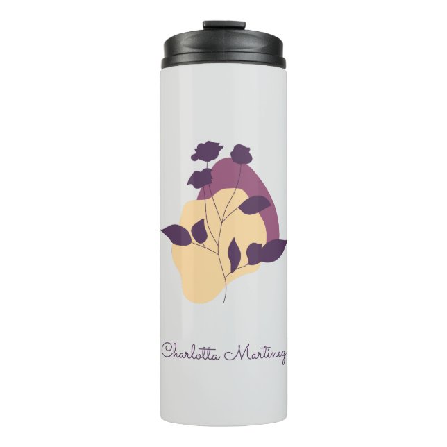 Boho Flower Art & Script Name Thermal Tumbler (Front)
