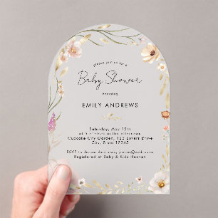 Boho Flower Baby Shower  Acrylic Invitations