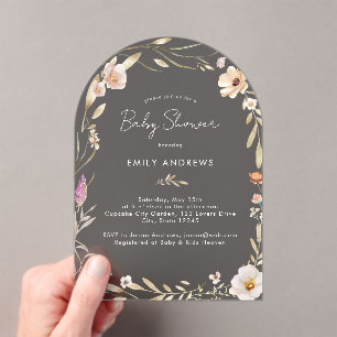 Boho Flower Baby Shower  Acrylic Invitations