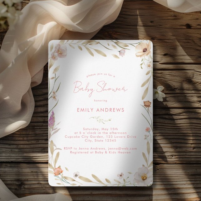 Boho Flower Baby Shower Invitation (Boho Flower Baby Shower Invitation for Baby Girl - Print & Digital Download.)