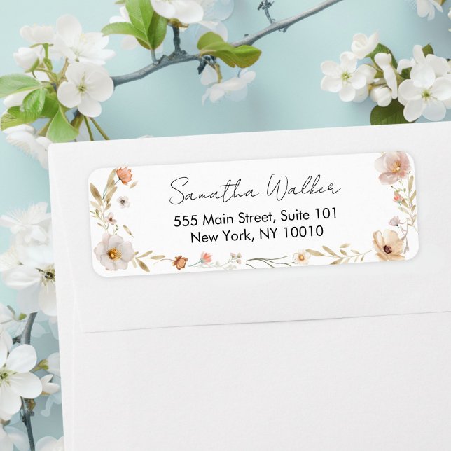 Boho Flower Baby Shower  Return Address Label (Boho Flower Baby Shower Custom Adress Label)