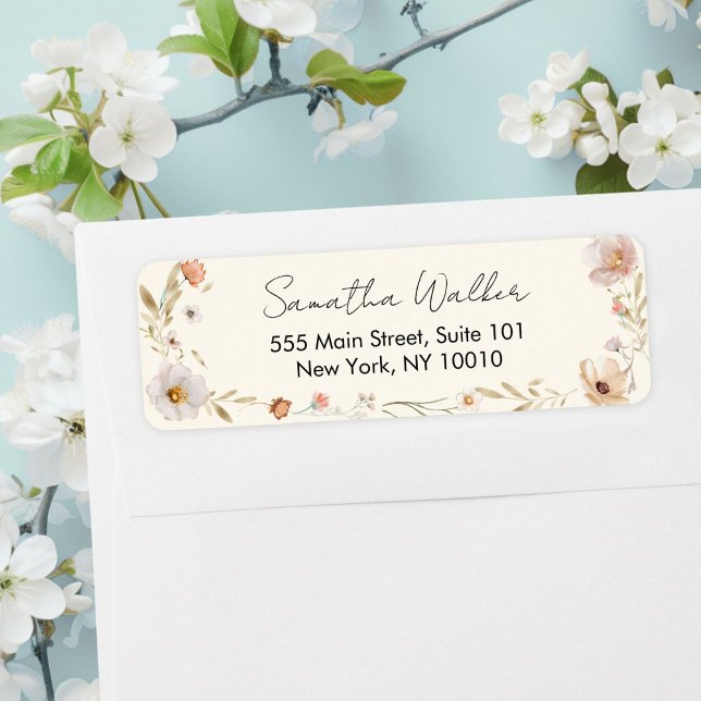 Boho Flower Baby Shower  Return Address Label (Boho Flower Baby Shower Custom Adress Label)