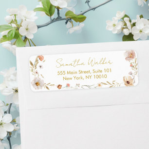 Boho Flower Baby Shower  Return Address Label