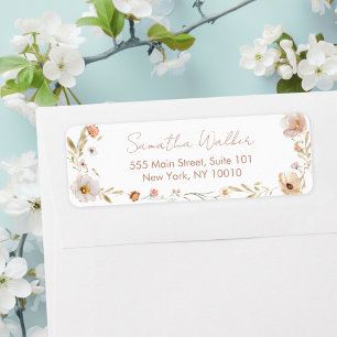 Boho Flower Baby Shower Return Address Label