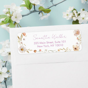 Boho Flower Baby Shower Return Address Label