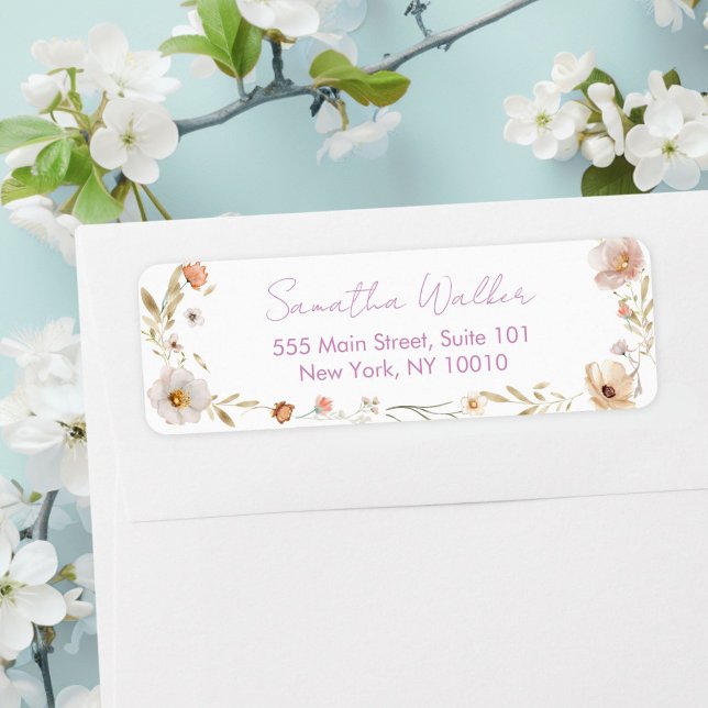 Boho Flower Baby Shower  Return Address Label (Boho Flower Baby Shower Custom Adress Label)